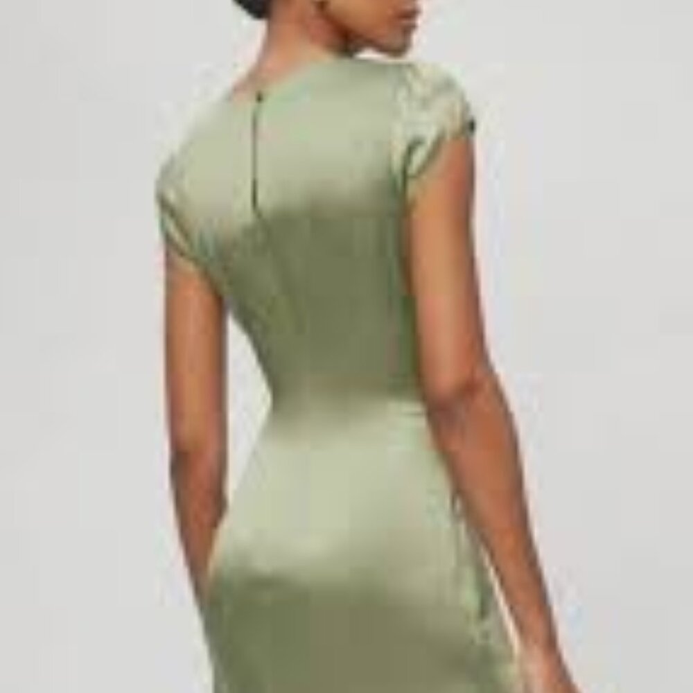 NWT Reformation Birch Dress 100% Silk Artichoke Green 12 - Picture 3 of 3